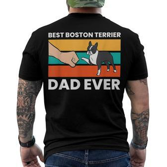 Cute Boston Terrier Best Boston Terrier Dad Ever Men's T-shirt Back Print - Seseable