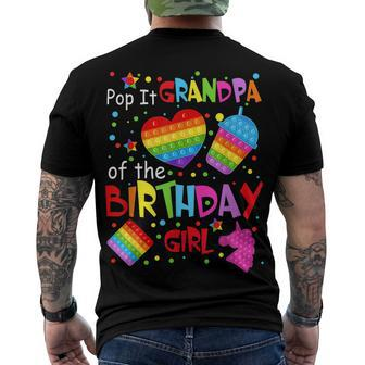 Cute Pop It Grandpa Of The Birthday Girl Fidget Toy Lovers Men's T-shirt Back Print - Seseable