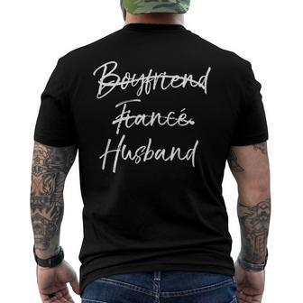 Cute Wedding Not Boyfriend Fiancé Marked Out Husband Men's Back Print T-shirt | Mazezy