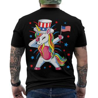 Dabbing Unicorn 4Th Of July Uncle Sam Girls American Flag Men's T-shirt Back Print - Seseable