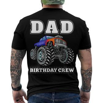 Dad Birthday Crew Monster Truck Theme Party Men's T-shirt Back Print - Seseable