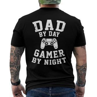 Dad By Day Gamer By Night Cool Gaming Father Idea Men's Back Print T-shirt | Mazezy