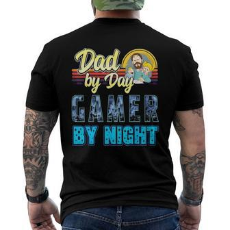 Dad By Day Gamer By Night Video Games Gaming Father Men's Back Print T-shirt | Mazezy
