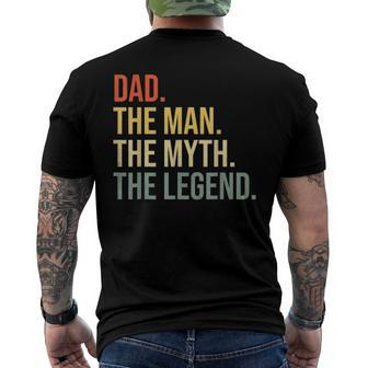 Mens Dad Fathers Day Dad The Man The Myth The Legend Men's Back Print T-shirt | Mazezy