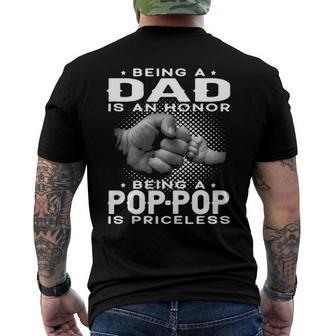 Mens Being A Dad Is An Honor Being A Pop-Pop Is Priceless Grandpa Men's Back Print T-shirt | Mazezy DE