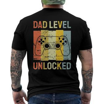 Mens Dad Level Unlocked Soon To Be Father Pregnancy Announcement Men's Back Print T-shirt | Mazezy