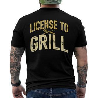 Mens Dad Loves Bbq License To Grill Meat Smoking Vintage Men's Back Print T-shirt | Mazezy