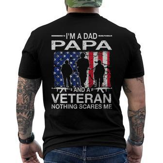 Im A Dad Papa And A Veteran For Dad Fathers Day Grandpa Men's Back Print T-shirt | Mazezy