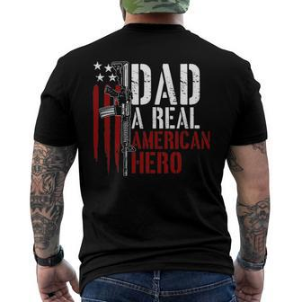 Mens Dad A Real American Hero Daddy Gun Rights Ar-15 Ver2 Men's Back Print T-shirt | Mazezy DE
