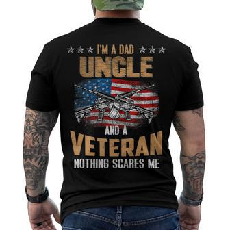 Im A Dad Uncle And A Veteran Fathers Day Fun 4Th Of July Men's T-shirt Back Print - Seseable