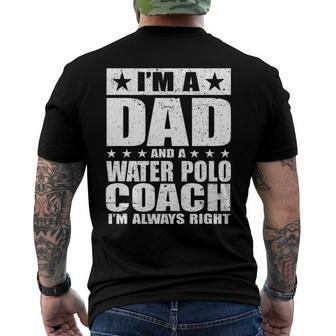 Dad Water Polo Coach Coaches Fathers Day S Men's Back Print T-shirt | Mazezy
