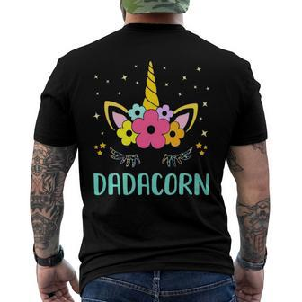 Dadacorn Dadicorn Daddycorn Unicorn Dad Kids Fathers Day Men's Back Print T-shirt | Mazezy