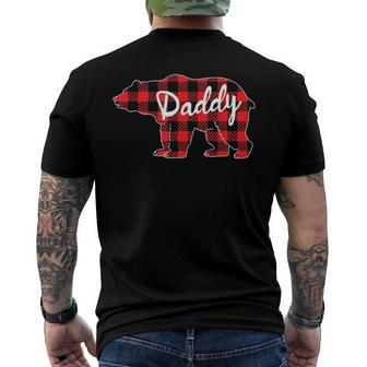 Mens Daddy Bear Buffalo Plaid Family Matching Fathers Day Men's Back Print T-shirt | Mazezy