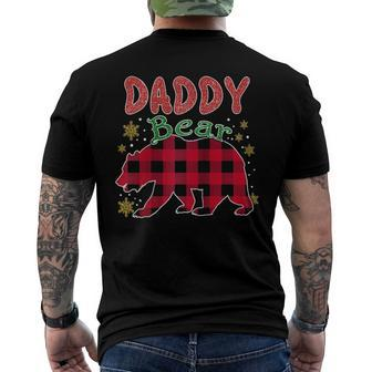 Daddy Bear Plaid Buffalo Pajama Family Matching Christmas Raglan Baseball Tee Men's Back Print T-shirt | Mazezy