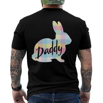 Mens Daddy Bunny Rabbit Pastel Plaid Father Dad Easter Men's Back Print T-shirt | Mazezy