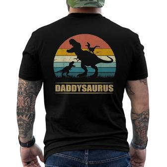 Daddy Dinosaur Daddysaurus 2 Kids Fathers Day For Dad Men's Back Print T-shirt | Mazezy