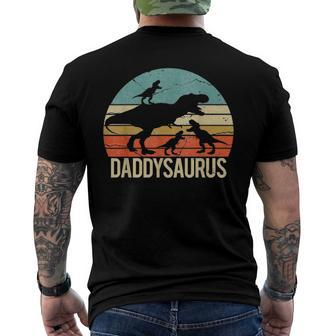 Daddy Dinosaur Daddysaurus Three Kids Xmas Christmas Classic Men's Back Print T-shirt | Mazezy