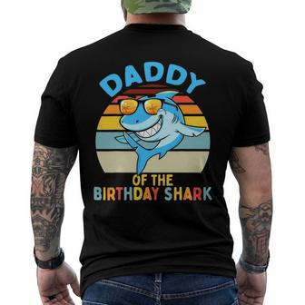 Mens Daddy Of The Shark Birthday Dad Matching Family Men's Back Print T-shirt | Mazezy