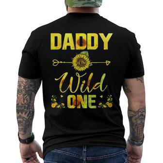Daddy Of The Wild One Tee Birthday Sunflower Outfit Men's Back Print T-shirt | Mazezy