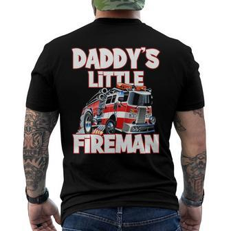 Daddys Little Fireman Kids Firefighter Firemans Men's Back Print T-shirt | Mazezy