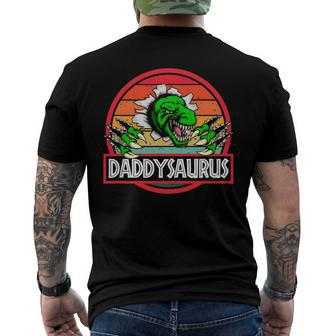 Daddysaurus Dinosaur Fathers Day For Dadrex Sunset Men's Back Print T-shirt | Mazezy
