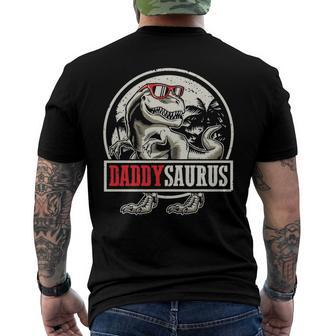 Daddysaurus Rex Fathers Day Dinosaur Daddy Men's Back Print T-shirt | Mazezy