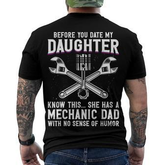 Before You Date My Daughter - Mechanic Dad Maintenance Man Men's T-shirt Back Print - Seseable