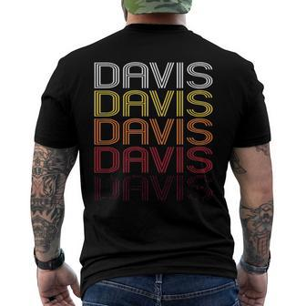Davis Retro Wordmark Pattern Vintage Style Men's Back Print T-shirt | Mazezy