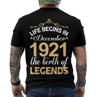 December 1921 Birthday Life Begins In December 1921 V2 Men's T-Shirt Back Print - Seseable