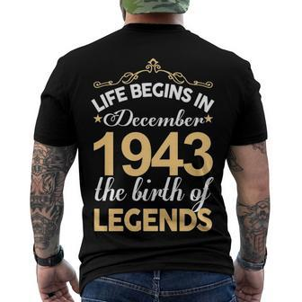 December 1943 Birthday Life Begins In December 1943 V2 Men's T-Shirt Back Print - Seseable