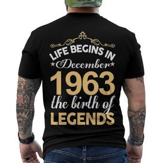 December 1963 Birthday Life Begins In December 1963 V2 Men's T-Shirt Back Print - Seseable