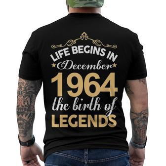 December 1964 Birthday Life Begins In December 1964 V2 Men's T-Shirt Back Print - Seseable
