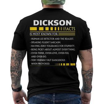 Dickson Name Dickson Facts V2 Men's T-Shirt Back Print - Seseable
