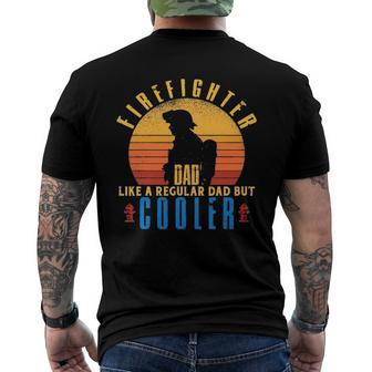 Distressed Firefighter Dad Men Fathers Day Fireman Men's Back Print T-shirt | Mazezy