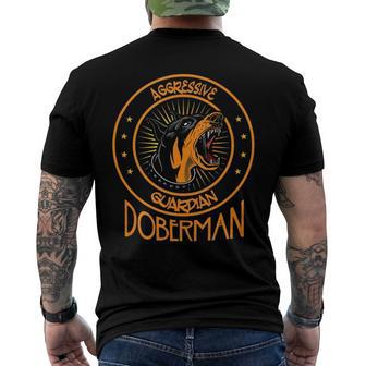 Doberman Aggressive Dog Guardian Dobermans Men's Back Print T-shirt | Mazezy
