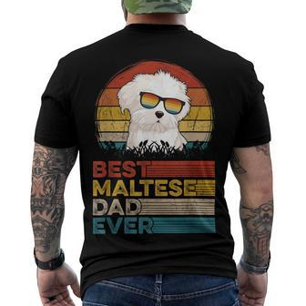 Dog Vintage Best Maltese Dad Ever Fathers Day Puppy Dog Dad Men's T-shirt Back Print - Seseable