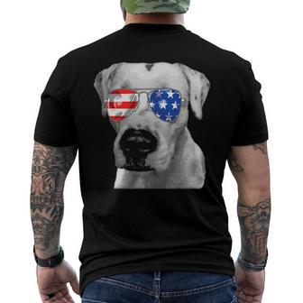Dogo Argentino Dog Sunglasses Flag American 4Th Of July Men's Back Print T-shirt | Mazezy
