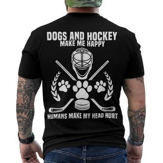 Dogs And Hockey Make Me Happy Player Penalty Box Ice Hockey 24Ya67 Men's Crewneck Short Sleeve Back Print T-shirt - Monsterry UK