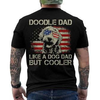 Mens Doodle Dad Like A Dog Dad But Cooler Usa Flag 4Th Of July Men's T-shirt Back Print - Seseable