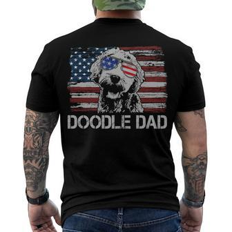 Doodle Dad Goldendoodle Dog American Flag 4Th Of July Men's T-shirt Back Print - Seseable