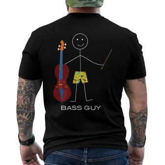 Mens Double Bass Player Boy Bass Instrument Men's Back Print T-shirt | Mazezy