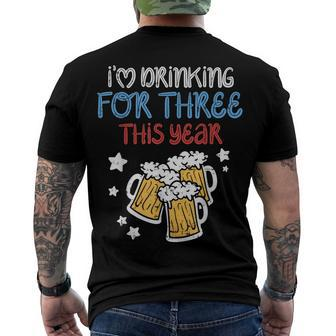 Drinking For Three Baby 4Th Of July Pregnancy Soon Dad Men's T-shirt Back Print - Seseable