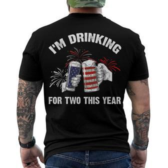 Im Drinking For Two Pregnancy 4Th Of July Dad Men's T-shirt Back Print - Seseable