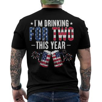 Im Drinking For Two Pregnancy 4Th Of July Men New Dad Men's T-shirt Back Print - Seseable