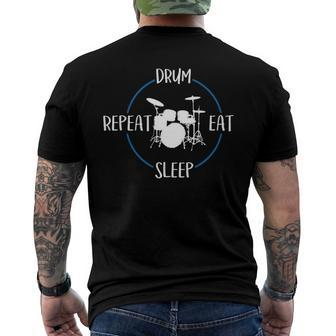 Drum Eat Sleep Repeat For Drummers & Percussionists Men's Back Print T-shirt | Mazezy