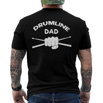 Mens Drumline Dad Music Marching Band Support Drumsticks Men's Back Print T-shirt | Mazezy