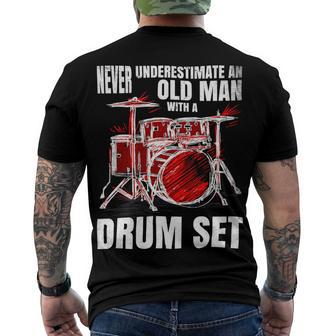 Drummer Never Underestimate An Old Man With A Drum Set 24Ya69 Men's Crewneck Short Sleeve Back Print T-shirt - Monsterry