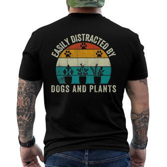 Easily Distracted By Dogs And Plants Gardener Gardening Men's Back Print T-shirt | Mazezy