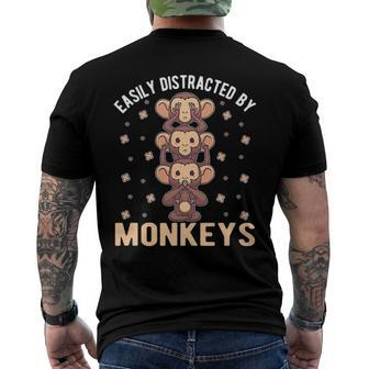 Easily Distracted By Monkeys Animal Men's Back Print T-shirt | Mazezy