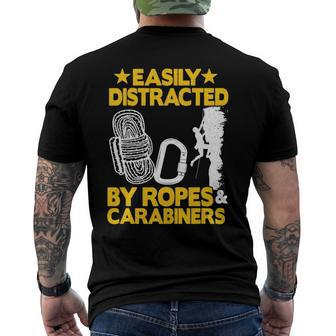 Easily Distracted By Ropes & Carabiners Rock Climbing Men's Back Print T-shirt | Mazezy